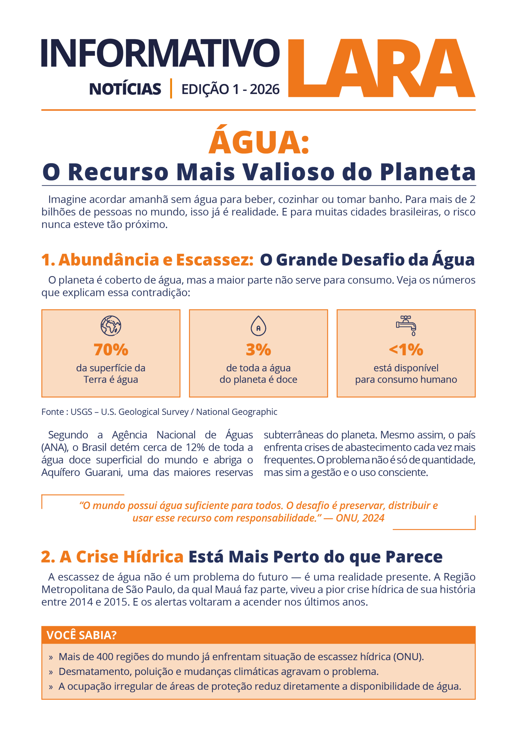 Água: O recurso mais valioso do Planeta 1